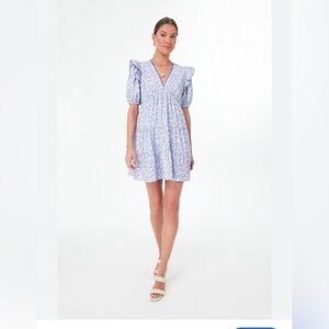 NWT Tuckernuck Leonie Mini Floral V-Neck Puff Sleeve Mini Dress in Lilac